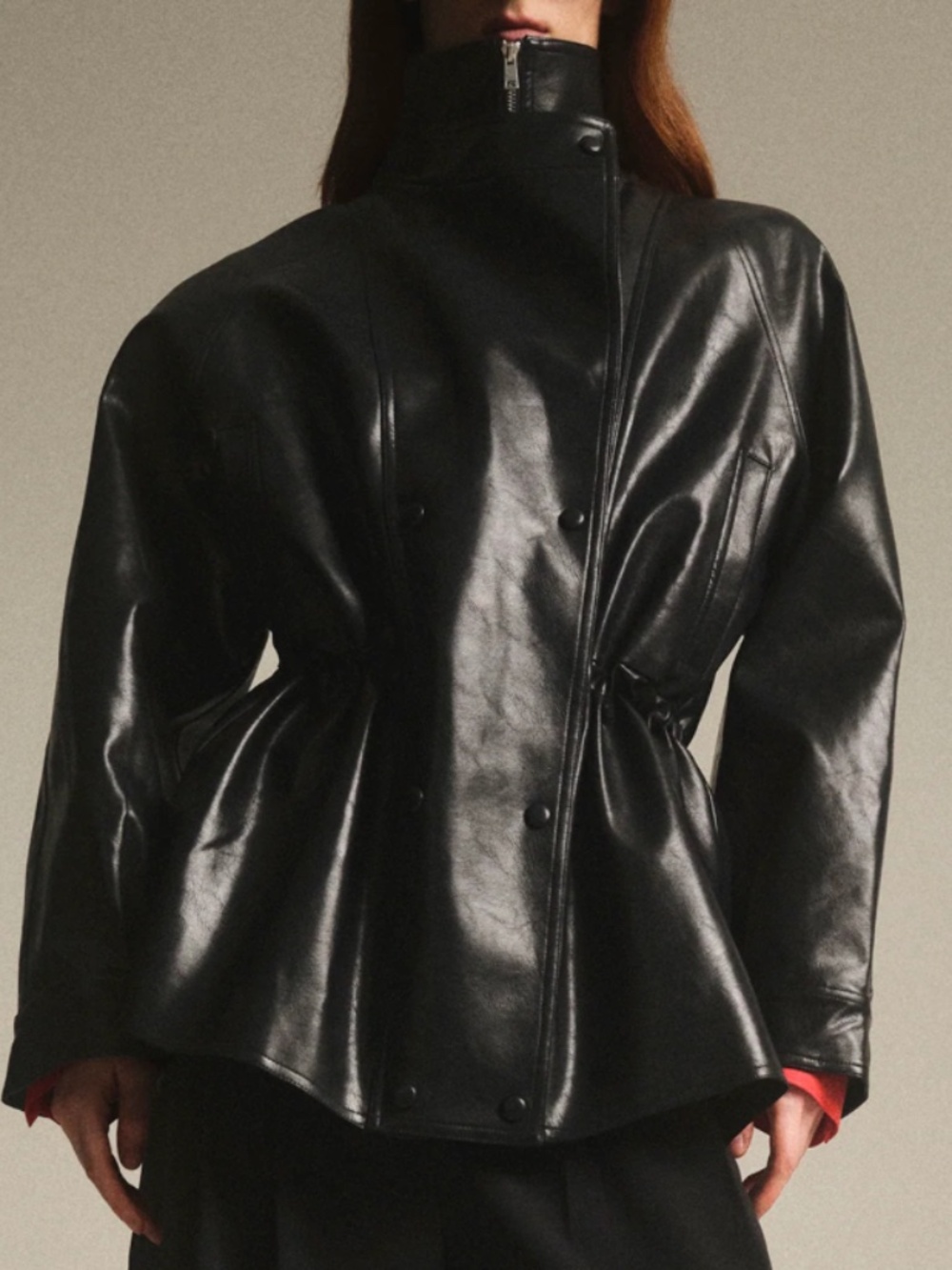 Source Unknown Veda High Collar Faux-Leather Jacket